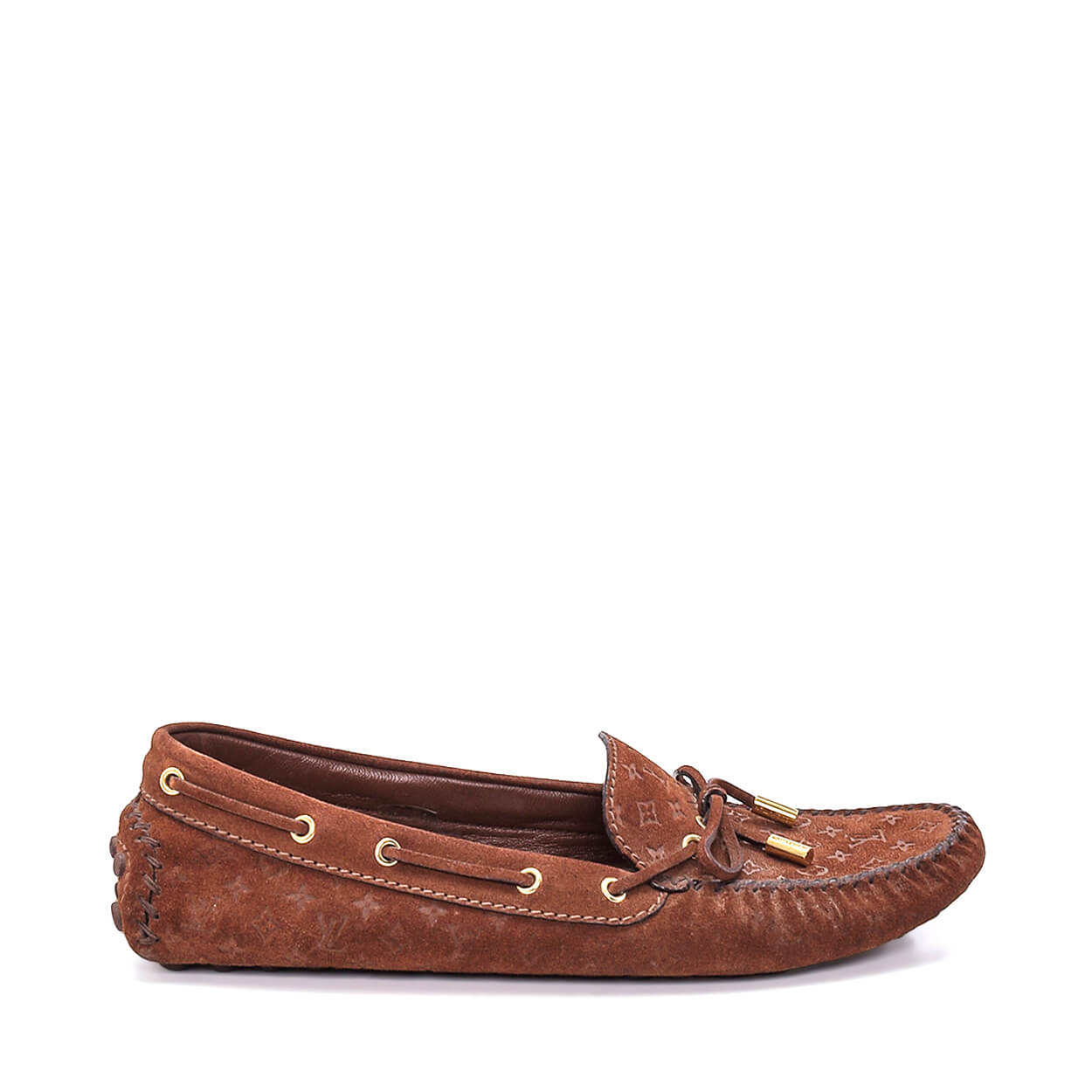 Louis Vuitton - Tabac Monogram Suede Gloria Flat Loafers